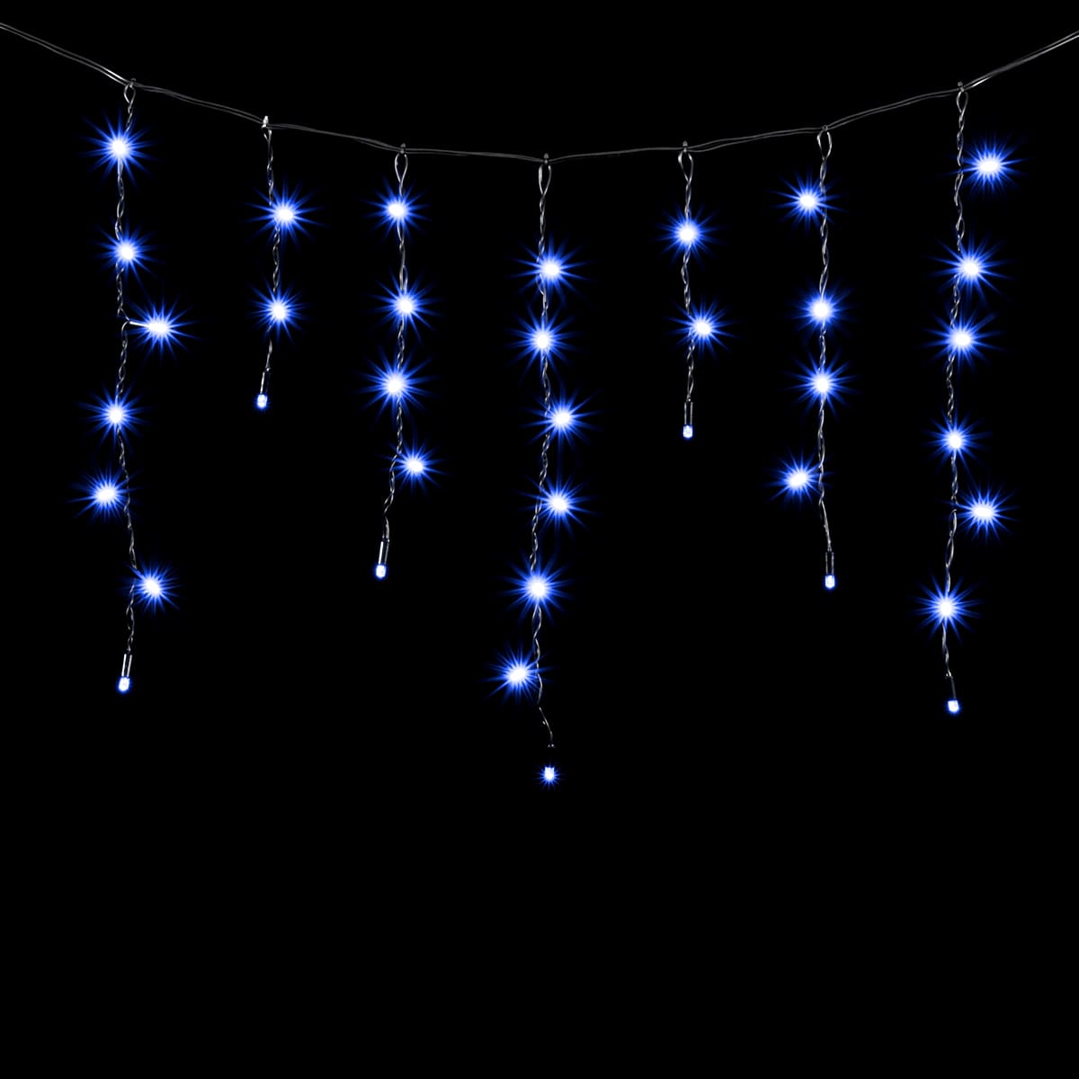 Гирлянда Бахрома с Колпачком 3,1 x 0,5 м Синяя 220В, 120 LED, Провод Черный ПВХ, IP65