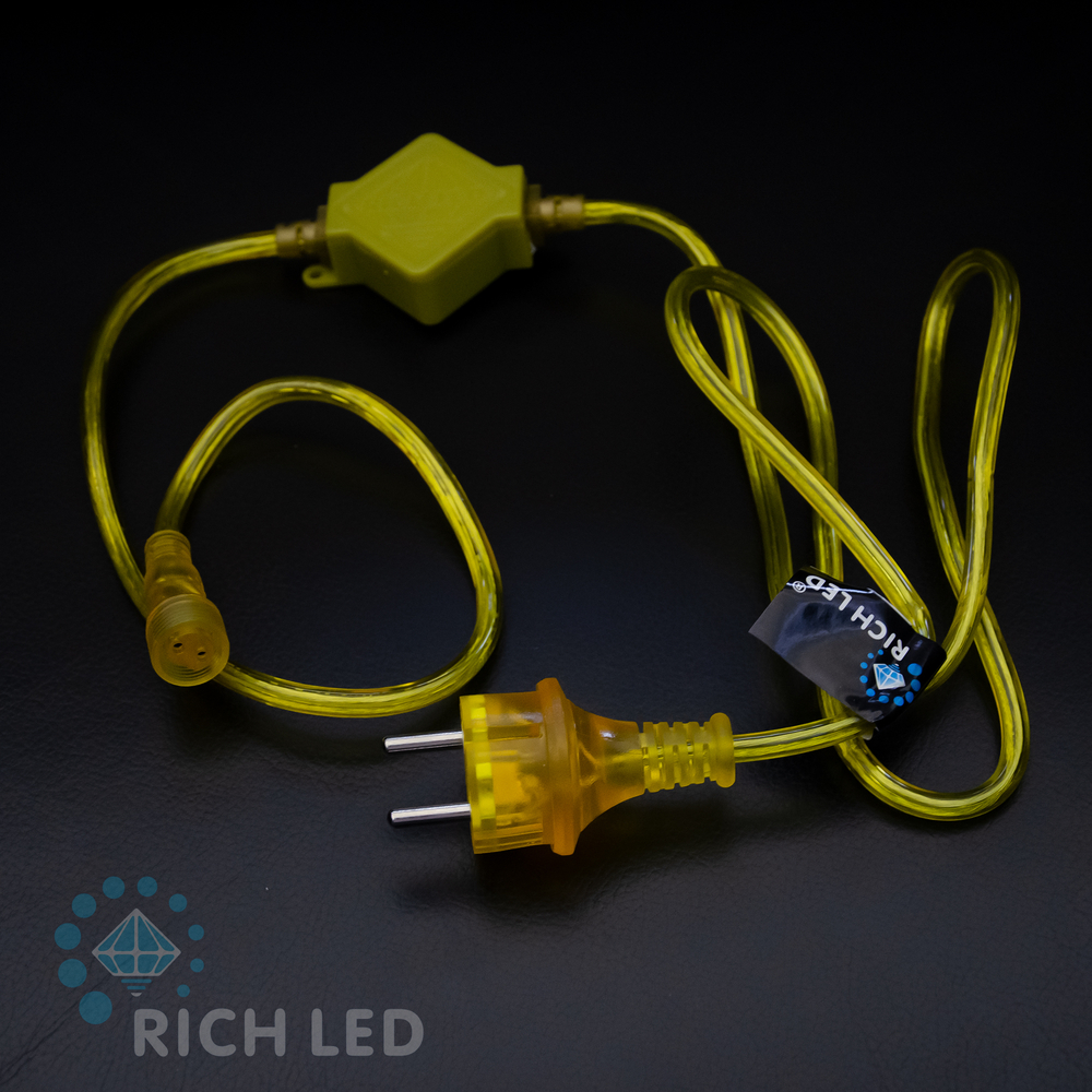 Блок питания универсальный для статичных и флэш изделий Rich LED. 2АF. Для соединения до 10 шт., провод желтый, 220 В. RL-220AC/DC-2AF-Gd, цвет жёлтый