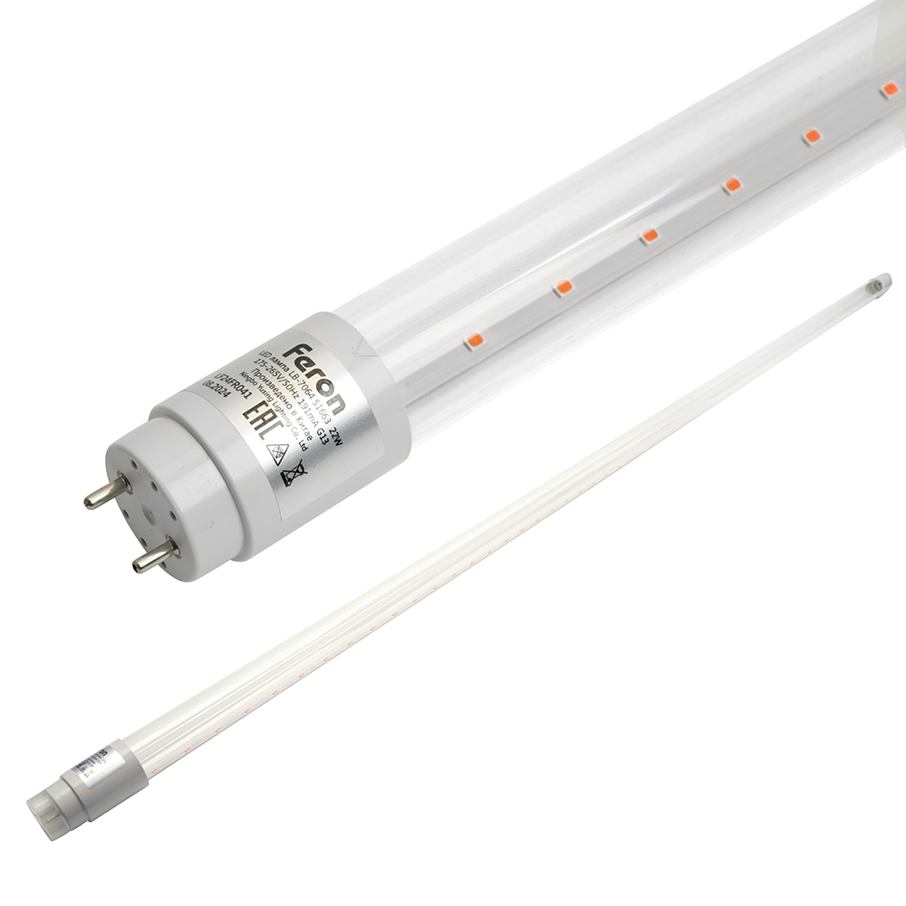 Лампа светодиодная для растений T8 Feron LB-7064 G13 стекло 22W 175 12м 265V красно-синий спектр пластик 2055₽