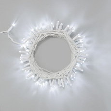 Гирлянда Нить 10м Белая 220В, 100 LED, Провод Белый Каучук 2,3мм, IP65