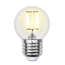 Лампа светодиодная филаментная Uniel E27 6W 3000K прозрачная LED-G45-6W/WW/E27/CL GLA01TR UL-00002203