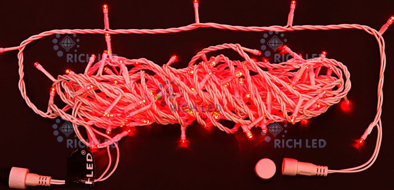 

Светодиодная гирлянда 100 LED, 4.8 Ватт, IP54, для улицы, провод белый, Свечение: постоянное, RL-S10C-24V-W/R, RL-S10C-24V-W/R