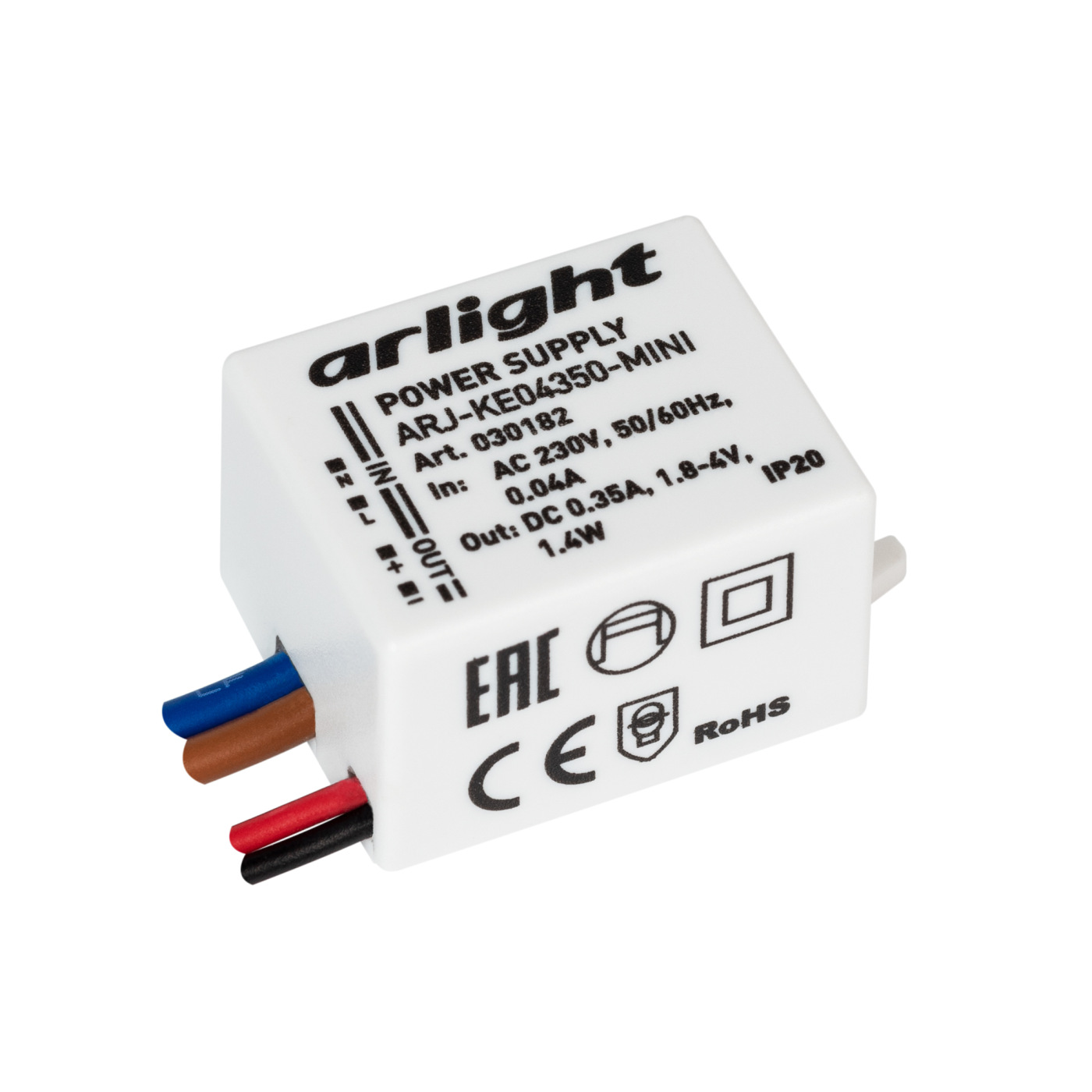Блок питания ARJ-KE04350-MINI (1.4W, 350mA) (Arlight, IP20 Пластик, 5 лет) rgb контроллер gdc rgb 2500 nl r ip20 220