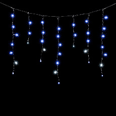 Гирлянда Бахрома с Колпачком 3,1 x 0,5 м Синяя с Мерцанием Белого Диода 220В, 120 LED, Провод Черный ПВХ, IP65