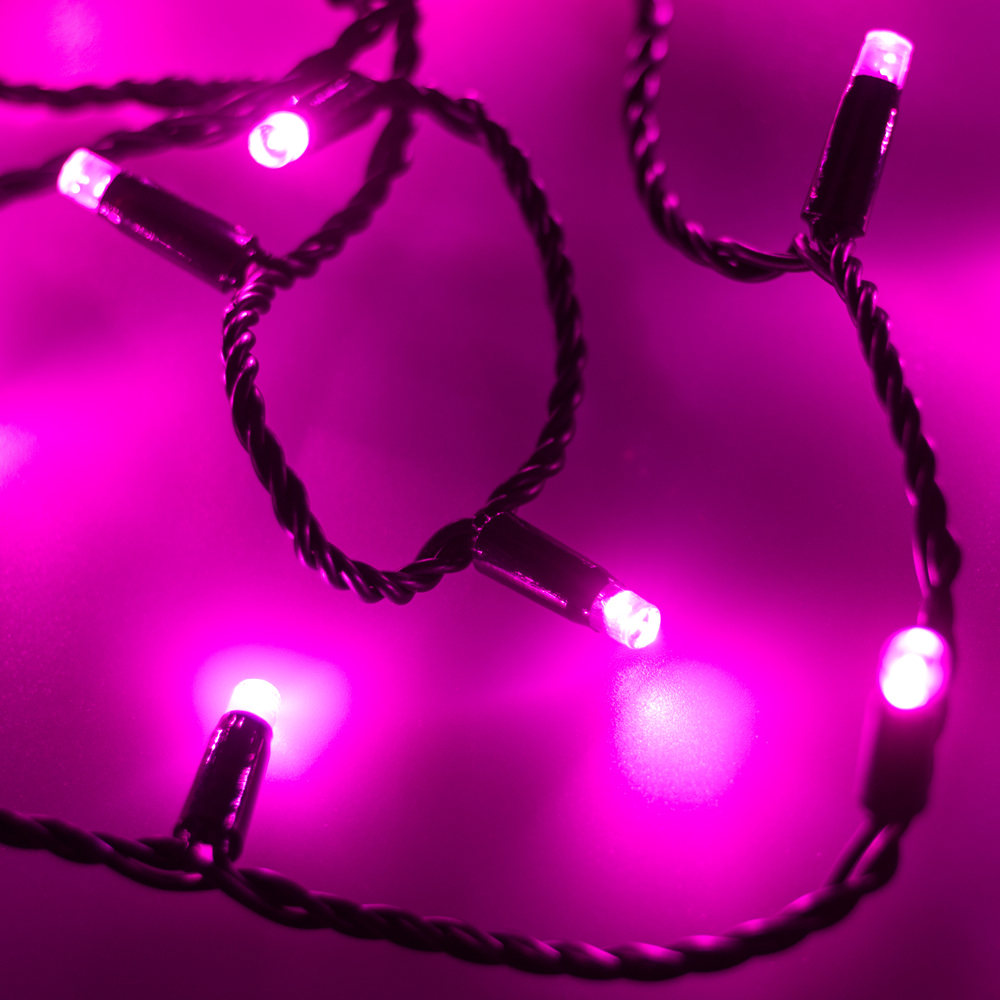 Светодиодная гирлянда ARD-STRING-CLASSIC-10000-BLACK-100LED-STD PINK (230V, 7W) (Ardecoled, IP65) гирлянда neon night светодиодный дождь 2x1 5m 360 led pink 235 307