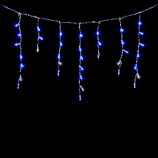 Гирлянда Бахрома с Колпачком 4,9 x 0,5 м Синяя с Мерцанием Белого Диода 220В, 200 LED, Провод Прозрачный ПВХ, IP65