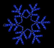 Светодиодная Снежинка Ø0,5м Синяя, Дюралайт на Металлическом Каркасе, IP54
