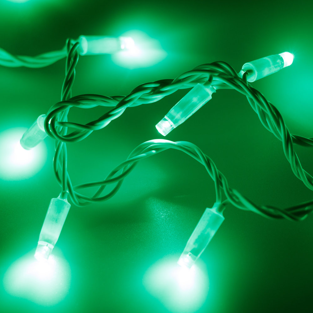 Светодиодная гирлянда ARD-STRING-CLASSIC-10000-WHITE-100LED-STD GREEN (230V, 7W) (Ardecoled, IP65) гирлянда led cliplight 24v 5 нитей по 20 метров диодов зеленый flashing белый