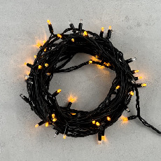 Гирлянда Нить 10м Желтая с Мерцанием Каждого Диода 220В, 75 LED, Провод Черный Каучук, IP65