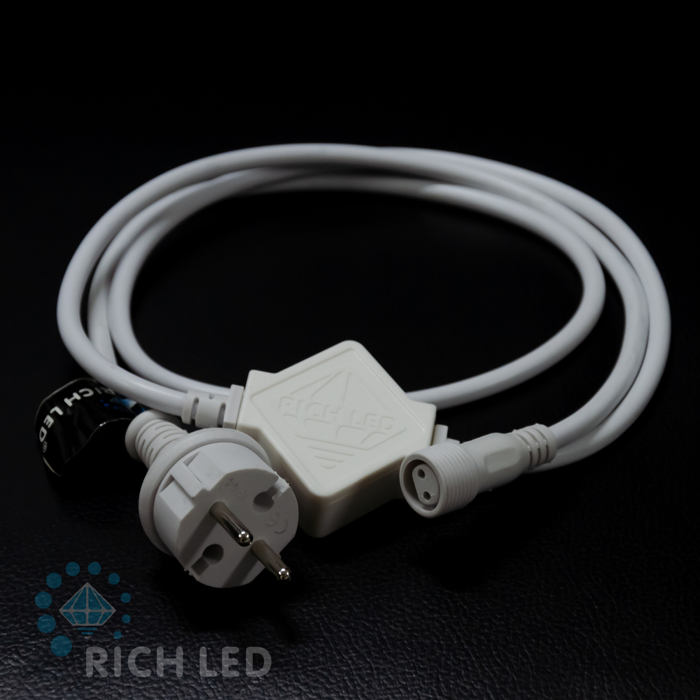 Блок питания универсальный для статичных и флэш изделий Rich LED. 220 В, 2А, провод белый