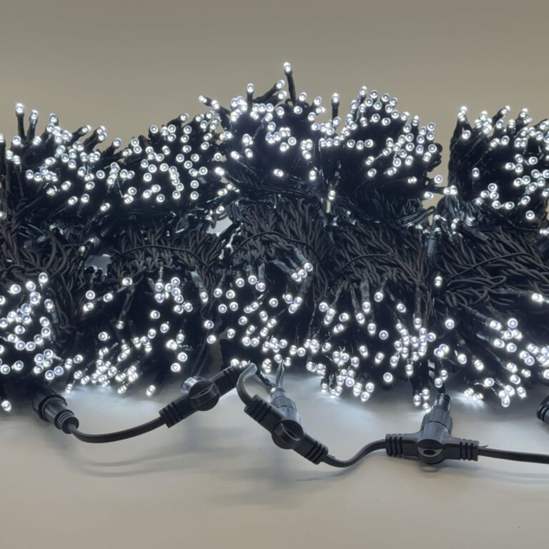 Комплект 5 Белых Нитей по 20м 1000 LED Провод Черный Каучук 23мм IP54 19790₽