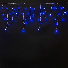 Гирлянда Бахрома на Батарейках 3 х 0,5 м Синяя, 100 LED, Провод Прозрачный Силикон, IP65