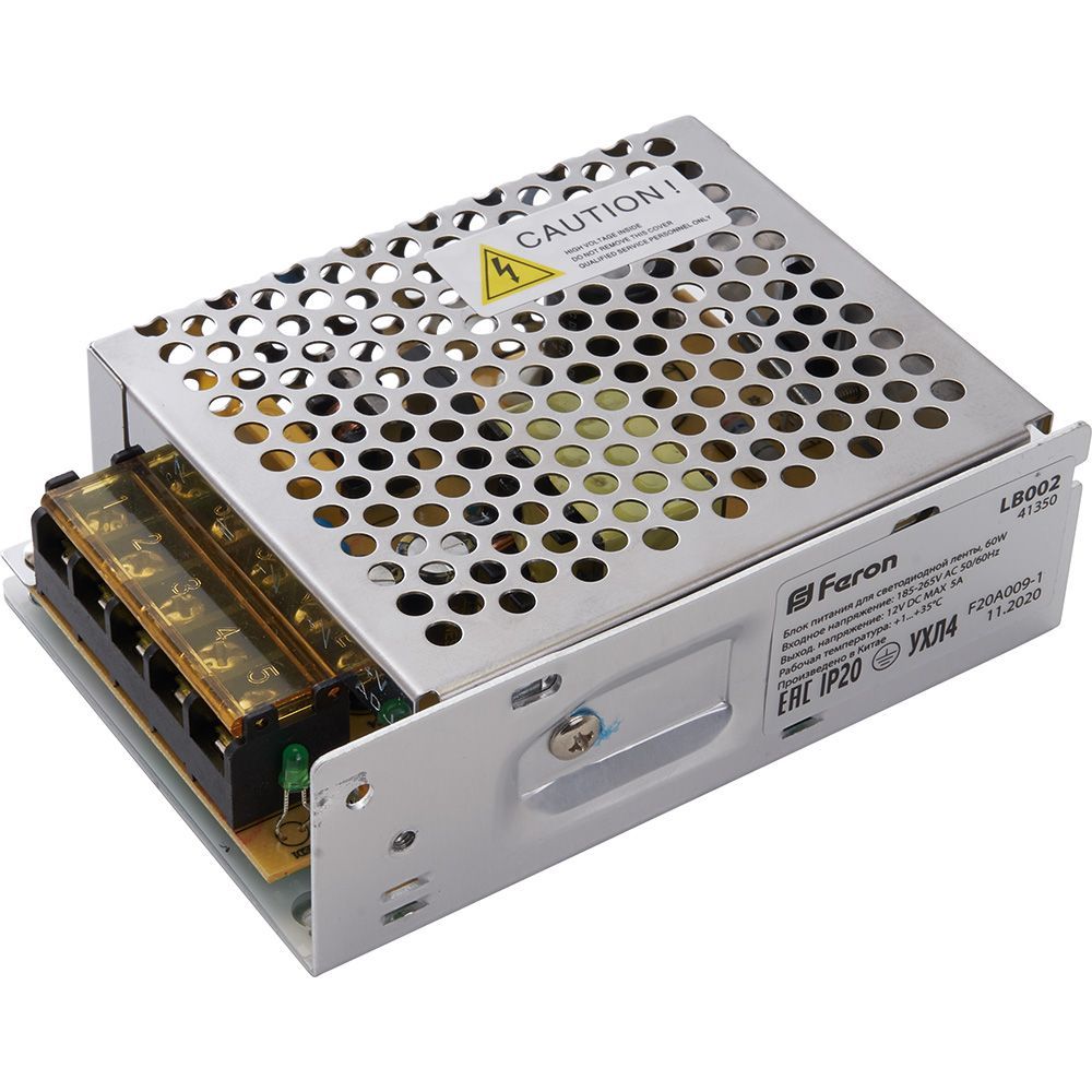 Трансформатор электронный для светодиодной ленты 60W 12V (драйвер), LB002 FERON антивирус drweb security space продление на 2 года на 2 пк [lhw bk 24m 2 b3] электронный ключ