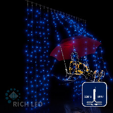 Светодиодная занавеса 400 LED, 104 Ватт, IP54, для улицы и помещения, провод Прозрачный, Свечение: постоянное, RL-C2*2-T/B