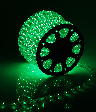 Светодиодный Дюралайт Ø13 мм Зеленый, 36 LED/м, Свечение 360°, IP54, Бухта 100м