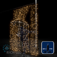 Светодиодный занавес 2*3 м, 220 вольт, герметичный, 600 LED, RL-C2*3-CB/WW