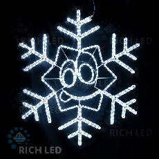 Снежинка-смайлик Rich LED 103 см с языком, светодиодная, белая