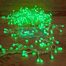 Гирлянда Мишура LED  3 м  Прозрачный ПВХ, 288 диодов, цвет зеленый