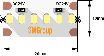 Светодиодная лента SWG2A300-24-19.2-NW лента светодиодная swg530 12 7 2 ww m