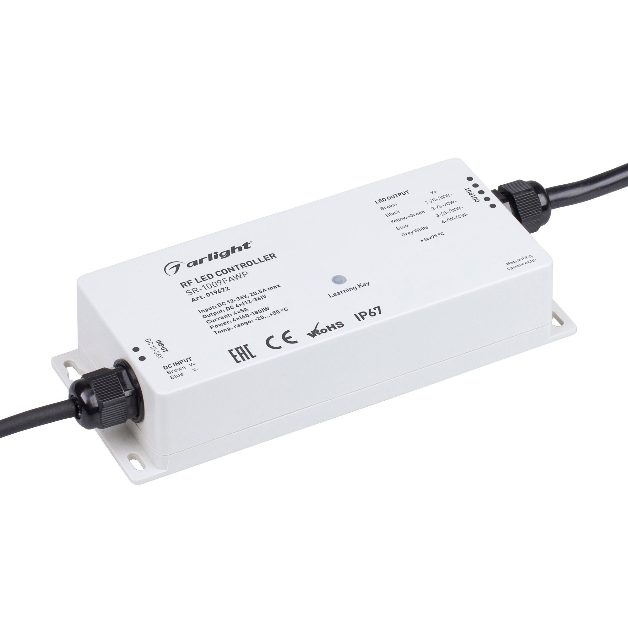 Контроллер SR-1009FAWP (12-36V, 240-720W) (Arlight, IP67 Пластик, 3 года) заглушка кабель канала jet d60 мм пластик белый