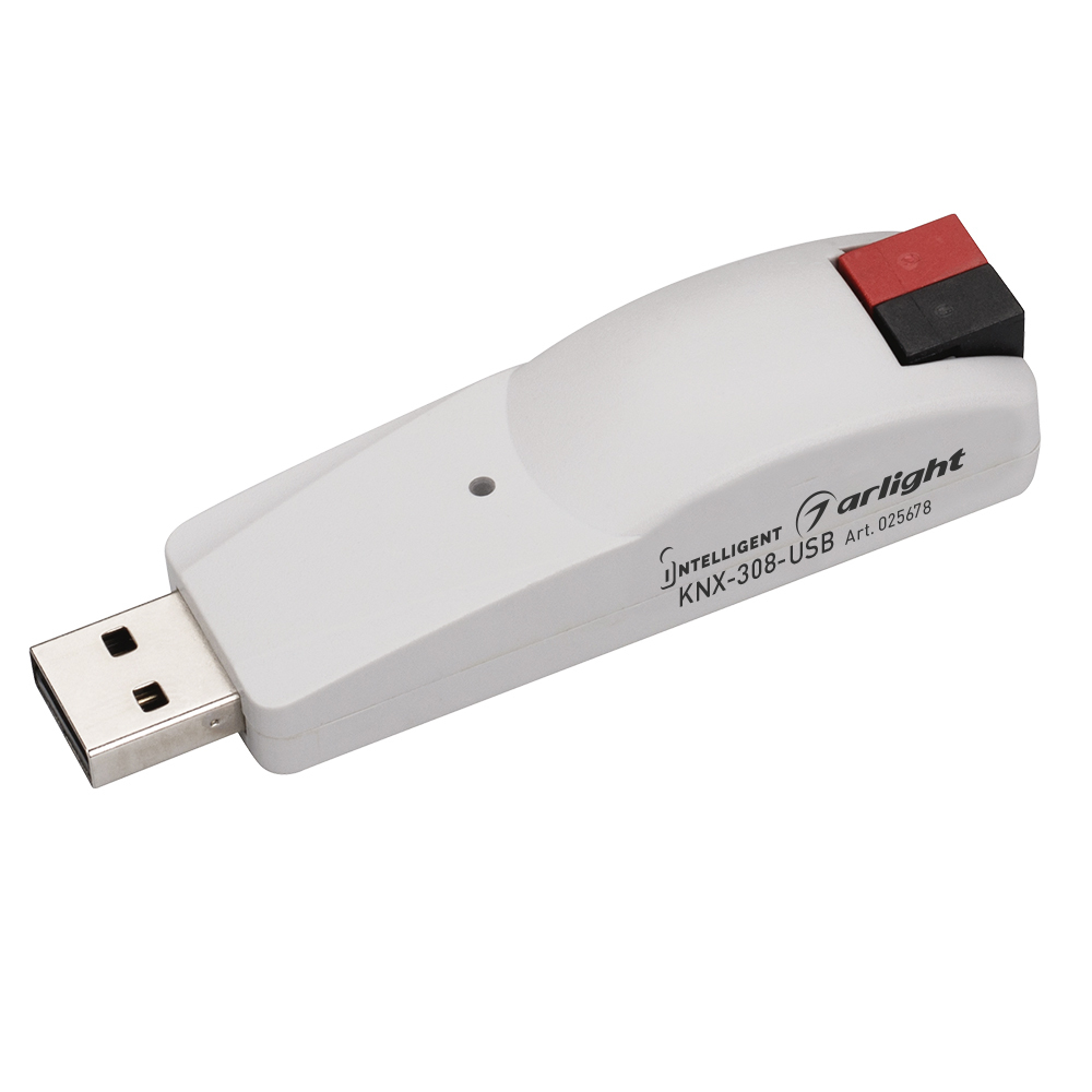 INTELLIGENT ARLIGHT Конвертер KNX-308-USB (BUS) (INTELLIGENT ARLIGHT, Пластик) конвертер smart k29 dmx512 230v 2x1 2a triac din arlight пластик