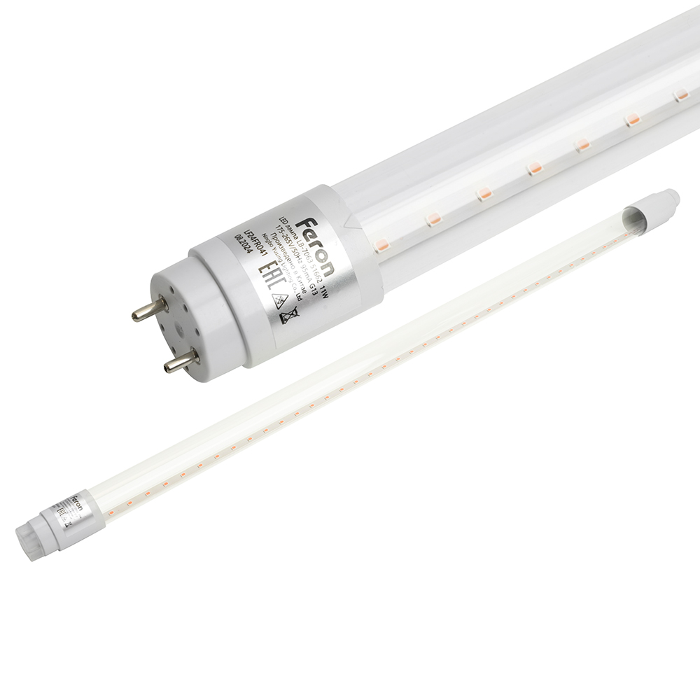 Лампа светодиодная для растений T8 Feron LB-7063 G13 стекло 06м 11W 175-265V красно-синий спектр 1390₽