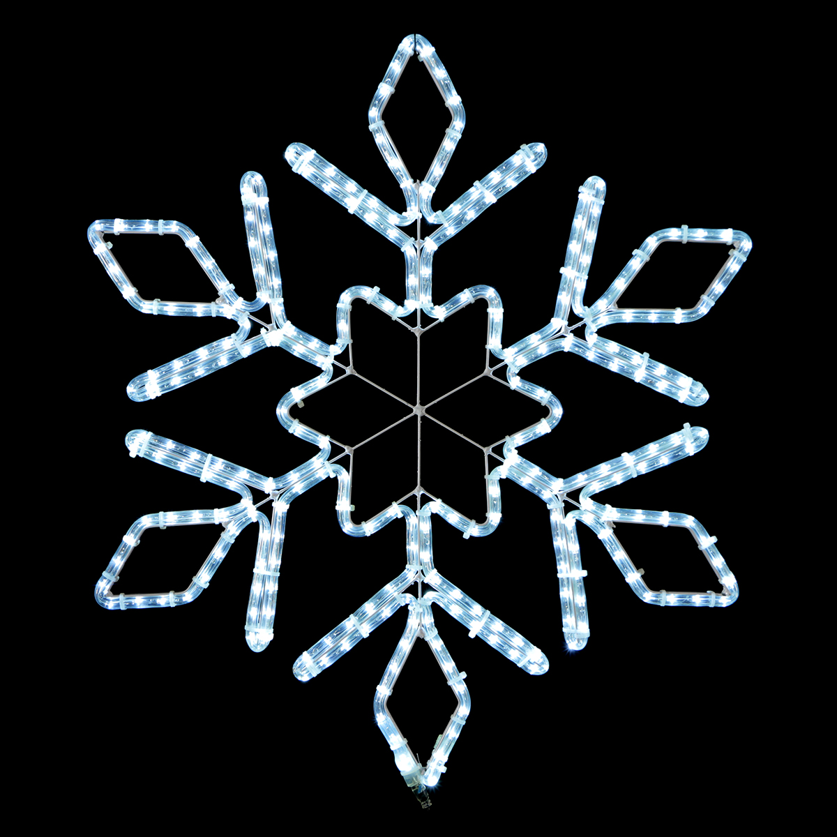 Светодиодная Снежинка Ø0,8м Белая, Дюралайт на Металлическом Каркасе, IP54