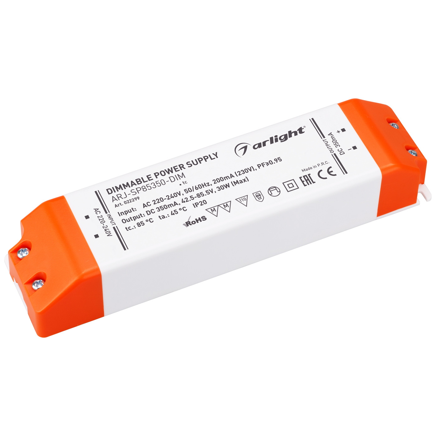Блок питания ARJ-SP85350-DIM (30W, 350mA, PFC, Triac) (Arlight, IP20 Пластик, 3 года) импульсный блок питания apeyron electrics для светодиодной ленты 24 в 36 вт ip20