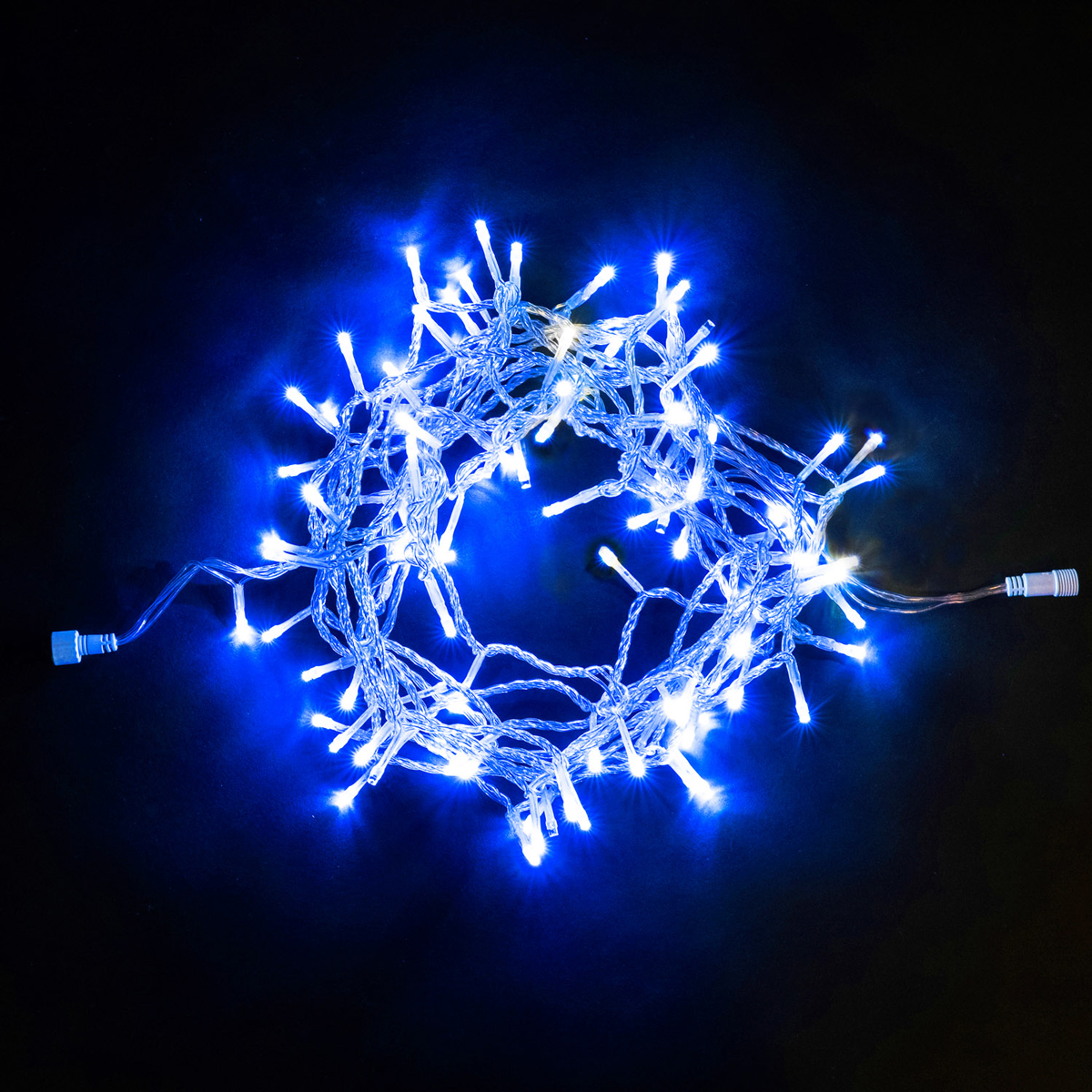 

Гирлянда Нить 10м Синяя с Мерцанием Белого Диода 220В, 100 LED, Провод Прозрачный ПВХ, IP54, PST100BLW-10-2B