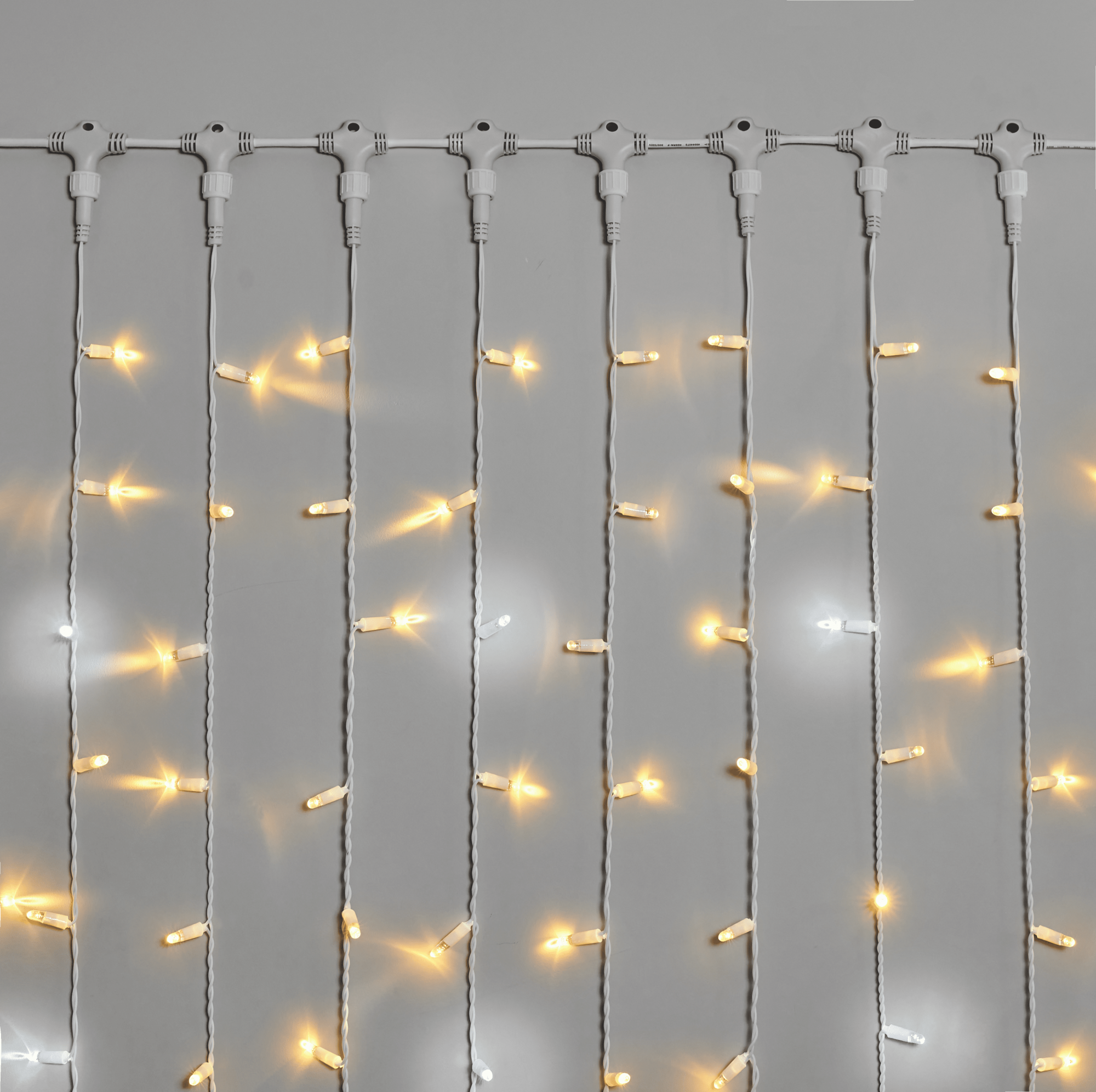 Гирлянда Занавес INOXHUB 2х3м, мерцающий, 600 LED, 220В, IP65, белая резина 2.3мм, ТЁПЛЫЙ БЕЛЫЙ
