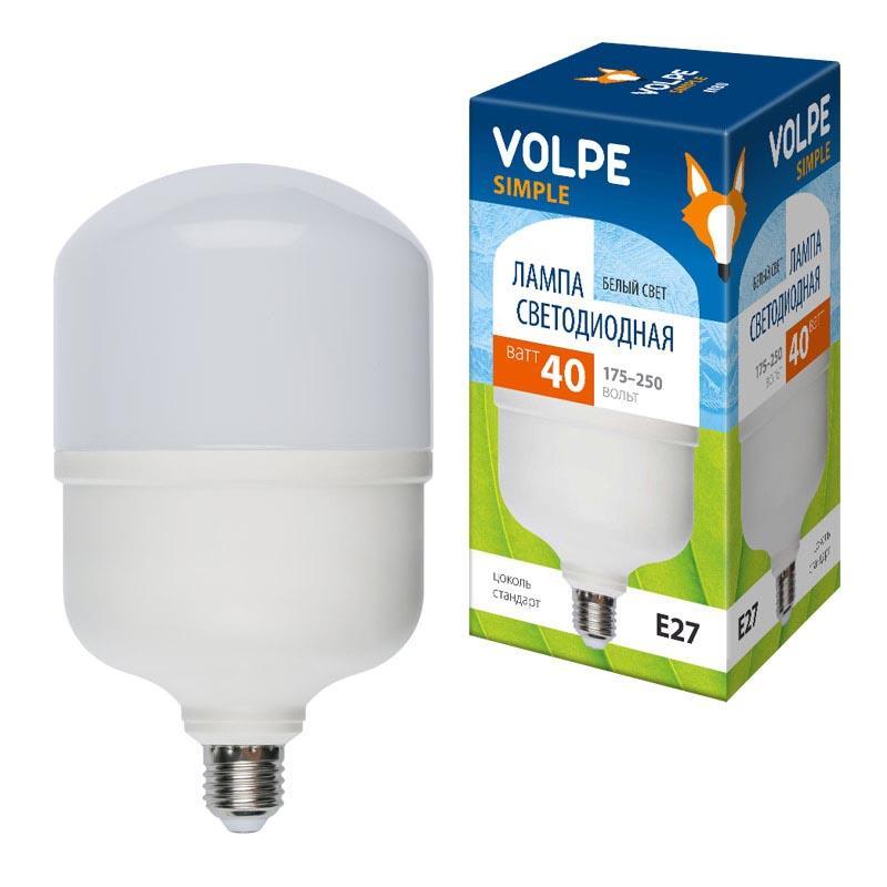 

Лампа LED сверхмощная Volpe E27 40W 4000K матовая LED-M80-40W/NW/E27/FR/S UL-00002905, LED-M80-40W/NW/E27/FR/S