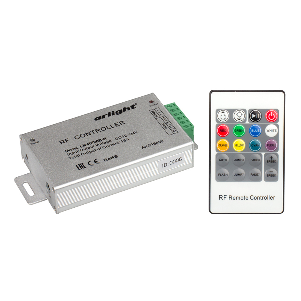 Контроллер LN-RF20B-H (12-24V,180-360W, ПДУ 20кн) (Arlight, IP20 Металл, 1 год) контроллер регулятор цвета для смартфонов и планшетов st luce