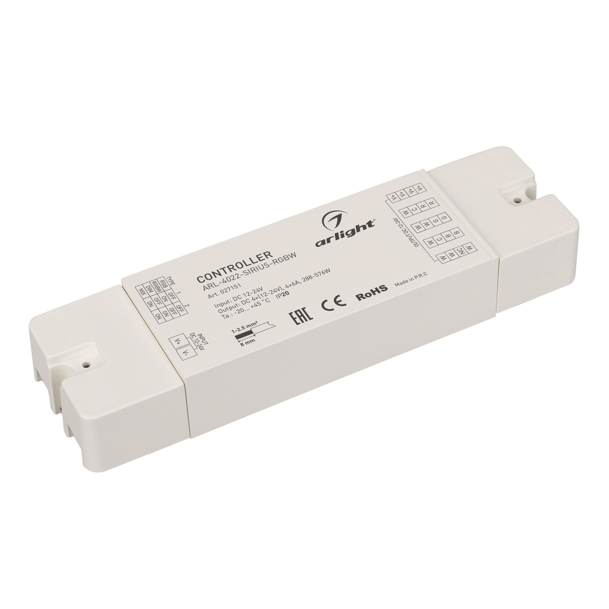 Контроллер ARL-4022-SIRIUS-RGBW (12-24V, 4x6A, 2.4G) (Arlight, IP20 Пластик, 3 года) контроллер vt s07 4x6a 12 24v пду 24 кн rf