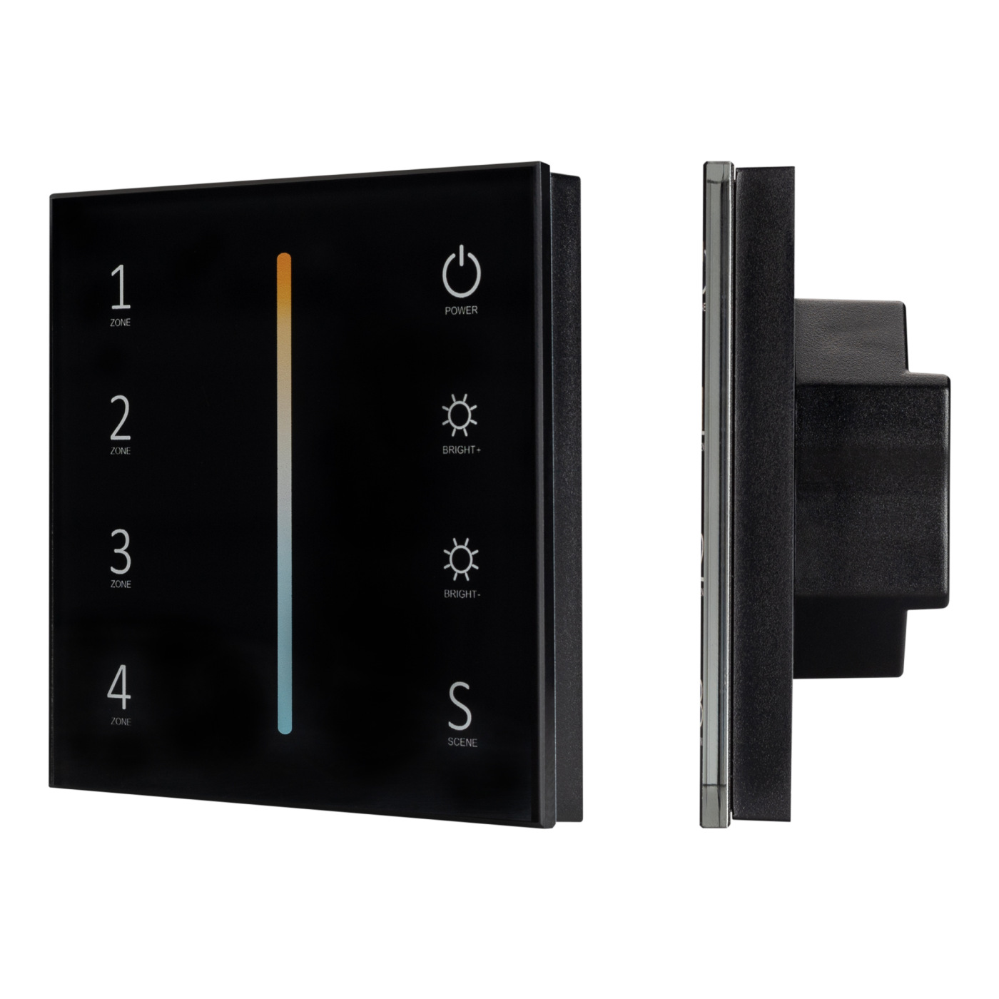 Панель Sens SMART-P43-MIX Black (230V, 4 зоны, 2.4G) (Arlight, IP20 Пластик, 5 лет) распределительная коробка открытая electraline bironi d110x50 мм 4 ввода ip20 чёрный