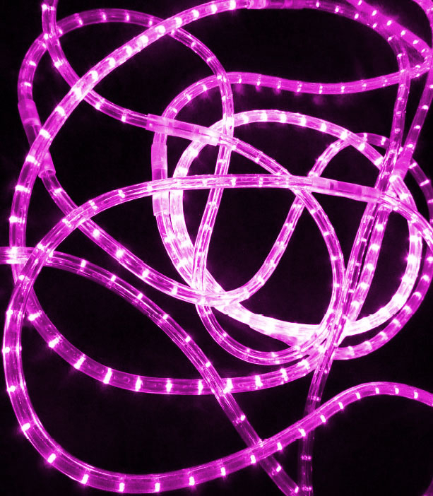 Светодиодный дюралайт Rich LED, 2-х проводной, розовый, кратность резки 0,5 метра, диаметр 13 мм, 24 В, 100 м. RL-DL-2WH-100-24-P