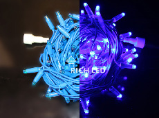 Светодиодная гирлянда Rich LED 10 м, 100 LED, 220 В, соединяемая, синий резиновый провод, синяя RL-S10C-220V-RB/B