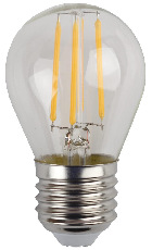 Лампа светодиодная филаментная ЭРА E27 5W 4000K прозрачная F-LED P45-5W-840-E27 Б0039191