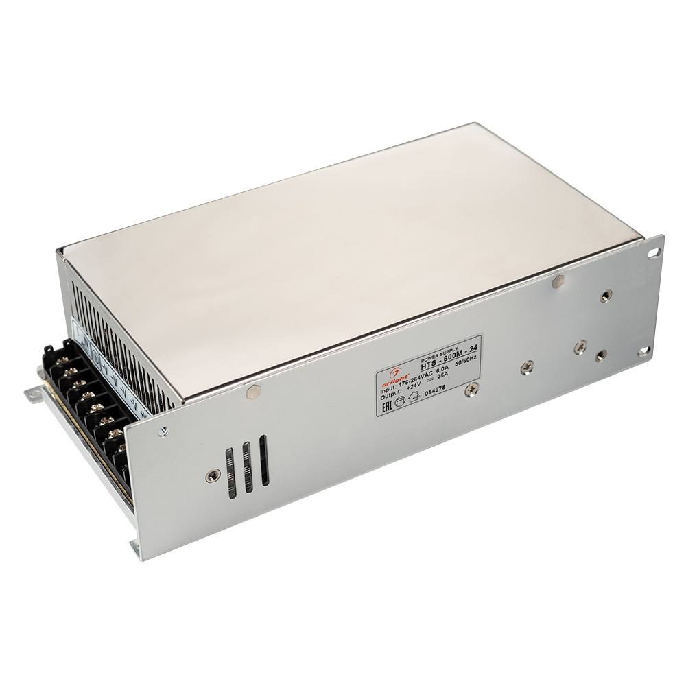 Блок питания HTS-600M-24 (24V, 25A, 600W) (Arlight, IP20 Сетка, 3 года) блок питания cooler master mwe 600w v2 atx mpe 6001 acaab eu bronze