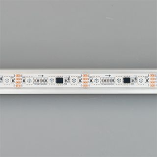 Светодиодная лента герметичная DMX-PFS-B60-12mm 12V RGB-PX3 (14 W/m, IP68, 5060, 5m) (Arlight, бегущий огонь) светодиодная лента герметичная dmx se b60 10mm 24v rgb px6 14 w m ip65 5060 5m arlight бегущий огонь
