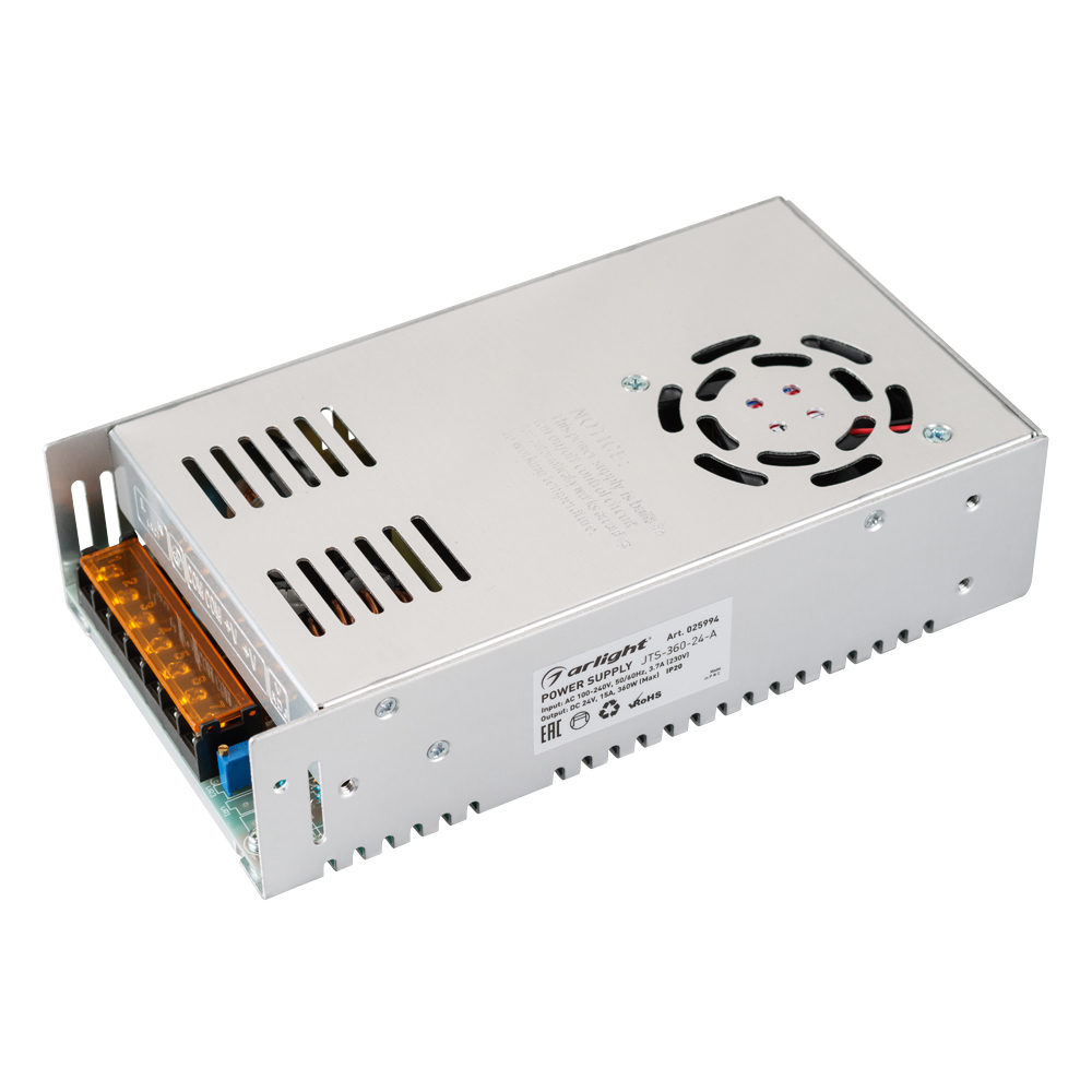 Блок питания JTS-360-24-A (0-24V, 15A, 360W) (Arlight, IP20 Сетка, 2 года) бесперебойные источники питания powercom стабилизатор напряжения tca 3000 white