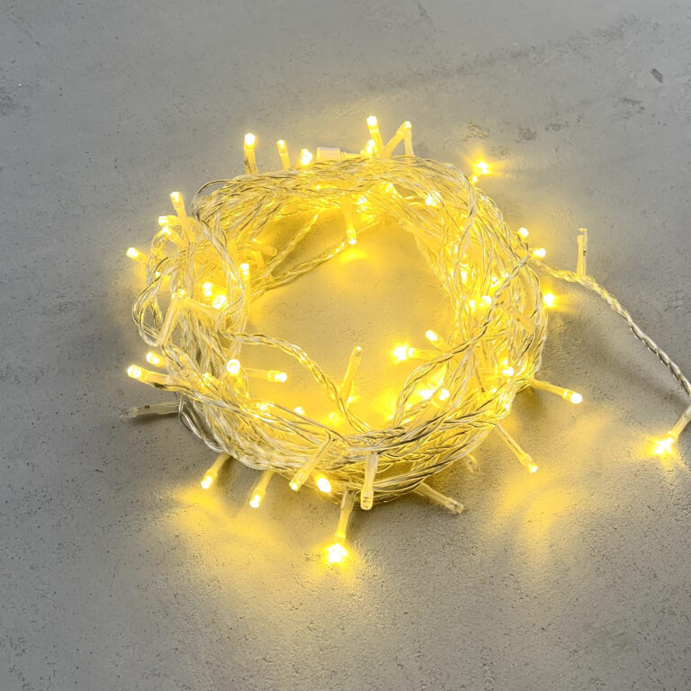 Гирлянда Нить 10м Золотой с Мерцанием 24В 100 LED Провод Прозрачный ПВХ IP54 1690₽