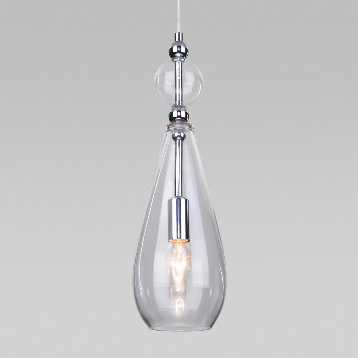Подвесной светильник Eurosvet Ilario 50202/1 прозрачный ёлочный шар d 8 см отражение прозрачный