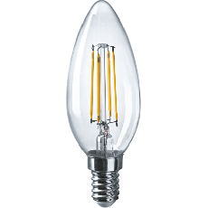 Лампа светодиодная LED 4Вт Е14 230В 2700К NLL-F-C35-4-230-2.7K-E14 свеча прозрачная