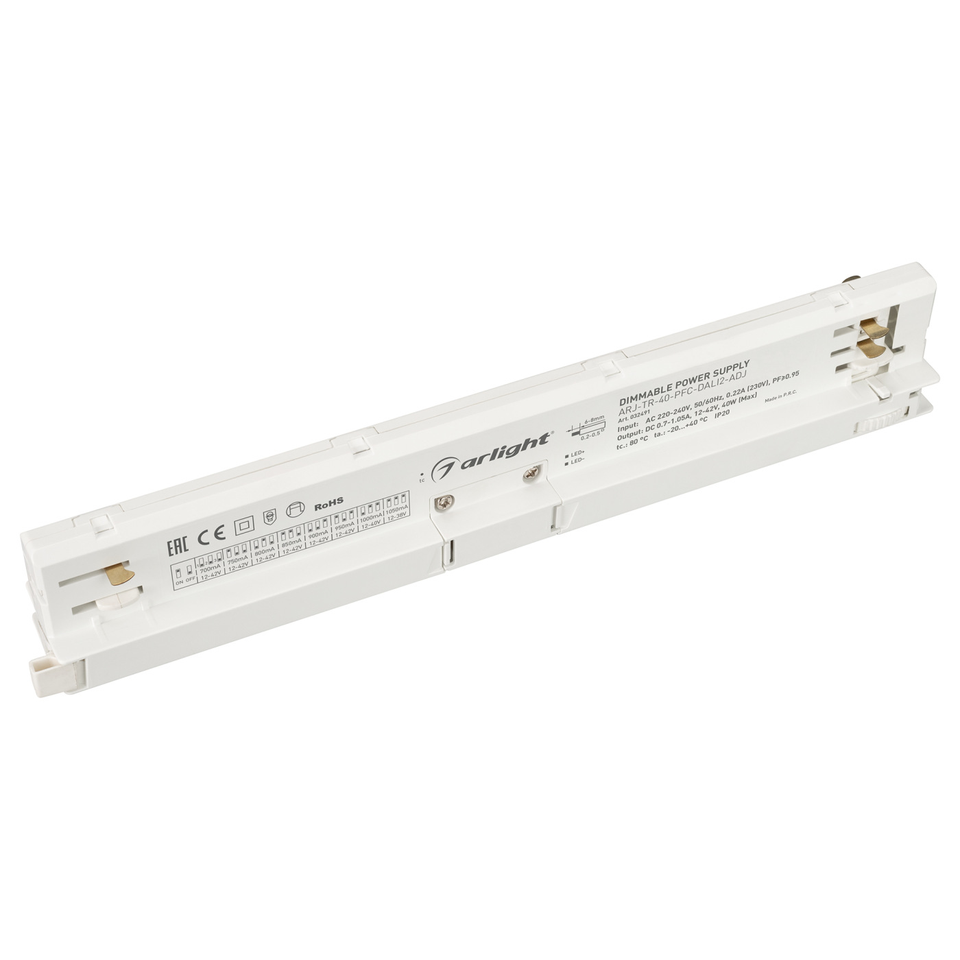 Блок питания для трековых систем ARJ-TR-40-PFC-DALI2-ADJ (40W, 700-1050mA) (Arlight, IP20 Пластик, 5 лет) рамка olivia 10x15 см пластик серебро