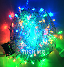 Светодиодная гирлянда Rich LED 10 м, 100 LED, 220 В, соединяемая, влагозащитный колпачок, мульти, прозрачный провод, RL-S10C-220V-CT/M
