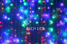 Светодиодная занавеса 300 LED, 18 Ватт, IP54, для улицы и помещения, провод Прозрачный, Свечение: флэш, RL-CS2*1.5FF-T/M