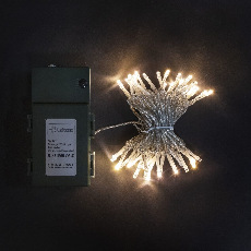 Гирлянда Нить на Батарейках 10м Шампань, 100 LED, Провод Прозрачный Силикон, IP65