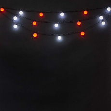 Гирлянда «Шарики» 5м Красно-Белая, Диаметр Шарика 40мм, 20 LED, Провод Черный Каучук, IP54
