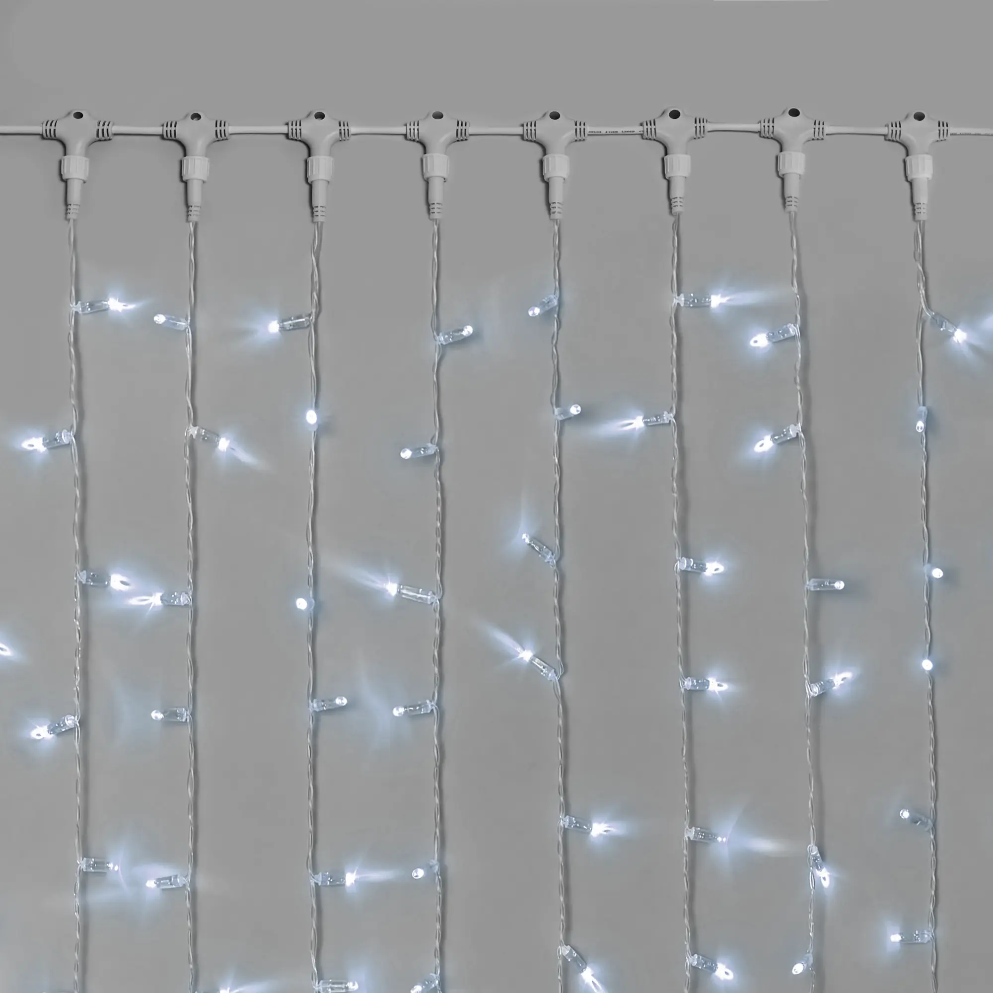 Гирлянда Занавес INOXHUB 2х3м, 600 LED, 220В, IP65, прозрачный провод 2.3мм, БЕЛЫЙ