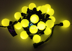 Светодиодная гирлянда большие шарики Rich LED 5 м, 20 шариков, 220 В, соединяемая, желтая, черный провод, RL-S5-20C-40B-B/Y